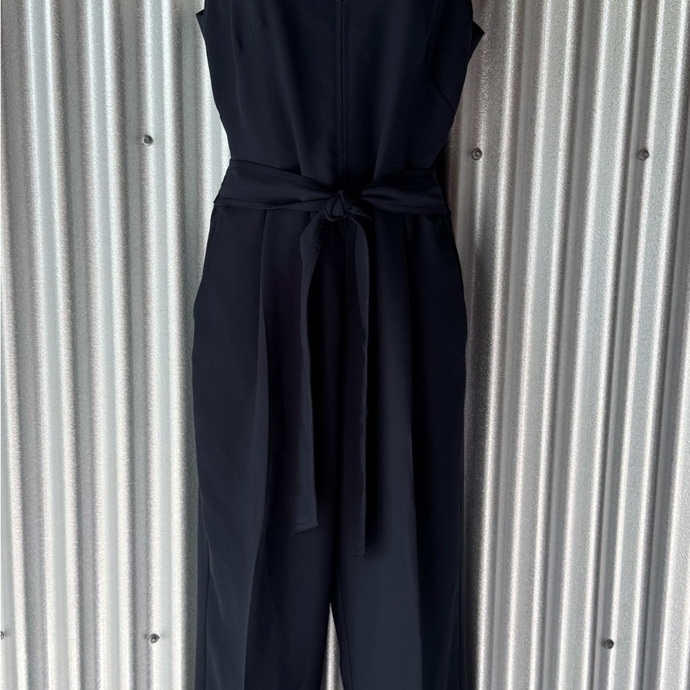 Banana Republic Dark Navy Sleeveless Tie-Waist Jumpsuit